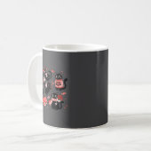 Retro Black Cat Heart Valentines Day Cute Kitten L Koffiemok (Voorkant links)