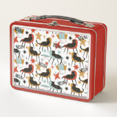 Retro Black Cat in Atomic MCM Metal Lunch Box (Voorkant)