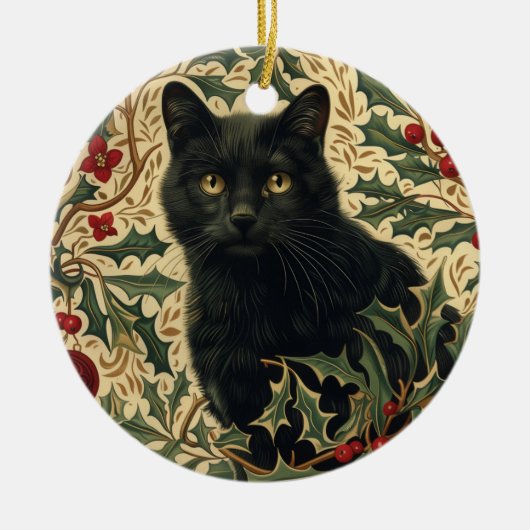 Retro Black Cat Keramisch Ornament (Voorkant)