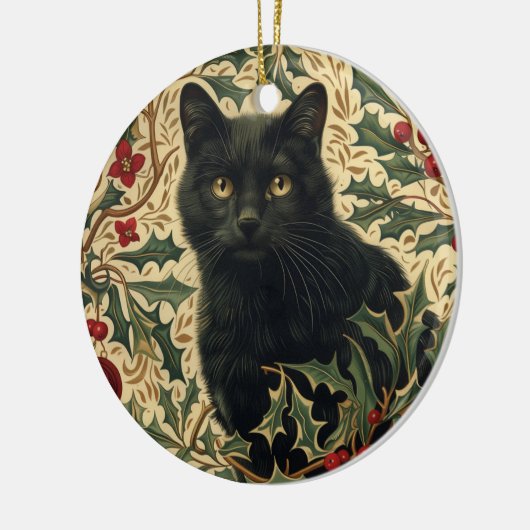 Retro Black Cat Keramisch Ornament (Links)