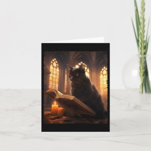Retro Black Cat Leesboek  Halloween Boo Kaart