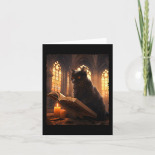Retro Black Cat Leesboek Halloween Boo Kaart
