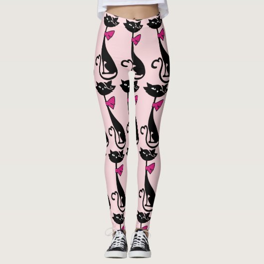 RETRO BLACK CAT-LEGGINGS LEGGINGS (Voorkant)