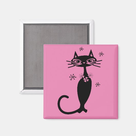 RETRO BLACK CAT MAGNET (Voorkant / Achterkant)