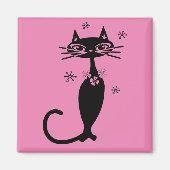 RETRO BLACK CAT MAGNET (Voorkant)
