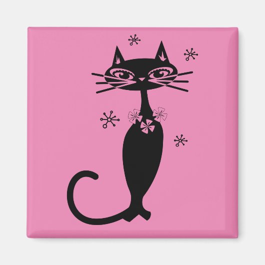 RETRO BLACK CAT MAGNET (Voorkant)