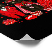 Retro Black Cat Meowentine's Day Heart Valentines Poster (Hoek)