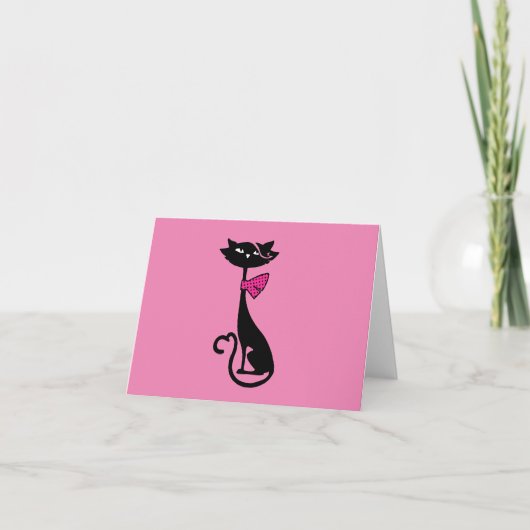 RETRO BLACK CAT NOTE CARDS NOTITIEKAARTJE (Voorkant)
