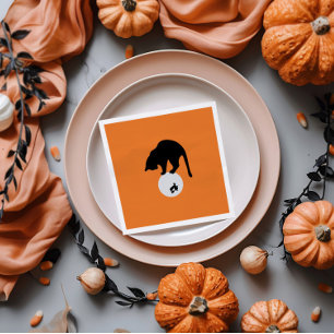 Retro Black Cat op de Moon Halloween Servet