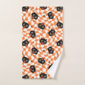 Retro Black Cat Oranje controlepatroon Bad Handdoek (Handdoek)