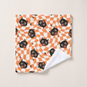 Retro Black Cat Oranje controlepatroon Bad Handdoek (Wasdoekje)