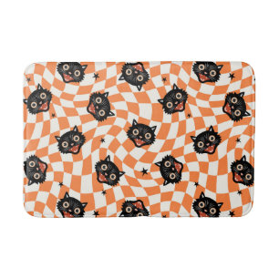 Retro Black Cat Oranje controlepatroon Badmat