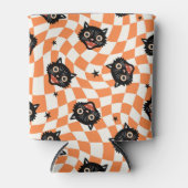 Retro Black Cat Oranje controlepatroon Blikjeskoeler (Voorkant)