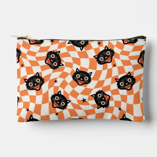 Retro Black Cat Oranje controlepatroon Etui (Voorkant)