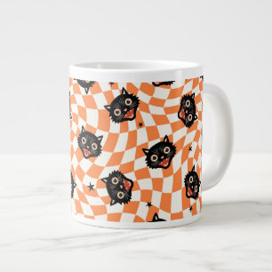 Retro Black Cat Oranje controlepatroon Grote Koffiekop