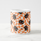 Retro Black Cat Oranje controlepatroon Grote Koffiekop (Voorkant)