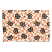 Retro Black Cat Oranje controlepatroon Kussensloop (Voorkant)