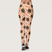 Retro Black Cat Oranje controlepatroon Leggings (Achterkant)