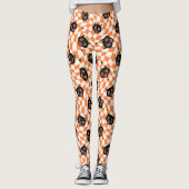 Retro Black Cat Oranje controlepatroon Leggings (Voorkant)