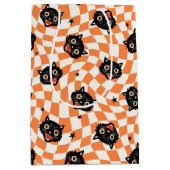 Retro Black Cat Oranje controlepatroon Medium Cadeauzakje (Voorkant)