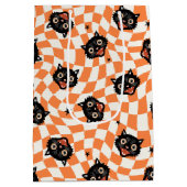 Retro Black Cat Oranje controlepatroon Medium Cadeauzakje (Achterkant)