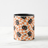 Retro Black Cat Oranje controlepatroon Mok (Midden)