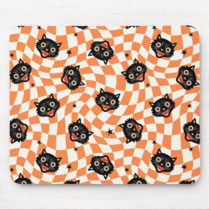 Retro Black Cat Oranje controlepatroon Muismat