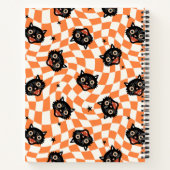 Retro Black Cat Oranje controlepatroon Notitieboek (Achterkant)