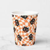 Retro Black Cat Oranje controlepatroon Papieren Bekers (Links)
