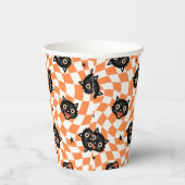 Retro Black Cat Oranje controlepatroon Papieren Bekers (Rechts)