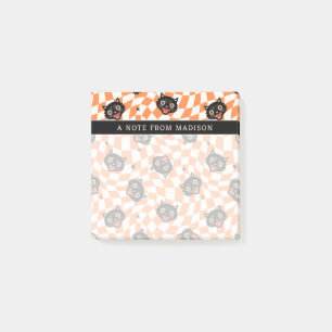 Retro Black Cat Oranje controlepatroon Post-it® Notes