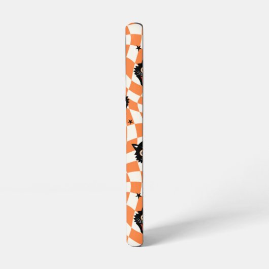 Retro Black Cat Oranje controlepatroon Samsung Galaxy Hoesje (Linkerkant)