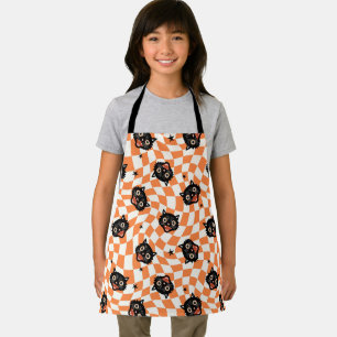 Retro Black Cat Oranje controlepatroon Schort