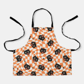 Retro Black Cat Oranje controlepatroon Schort (Voorkant)