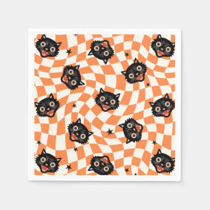 Retro Black Cat Oranje controlepatroon Servet