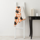 Retro Black Cat Oranje controlepatroon Sherpa Deken (In situ)