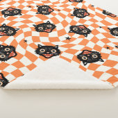 Retro Black Cat Oranje controlepatroon Sherpa Deken (3/4)