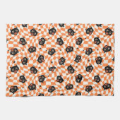 Retro Black Cat Oranje controlepatroon Theedoek (Horizontaal)