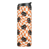 Retro Black Cat Oranje controlepatroon Thermosbeker (Gedraaid links)