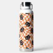 Retro Black Cat Oranje controlepatroon Waterfles (Achterkant)