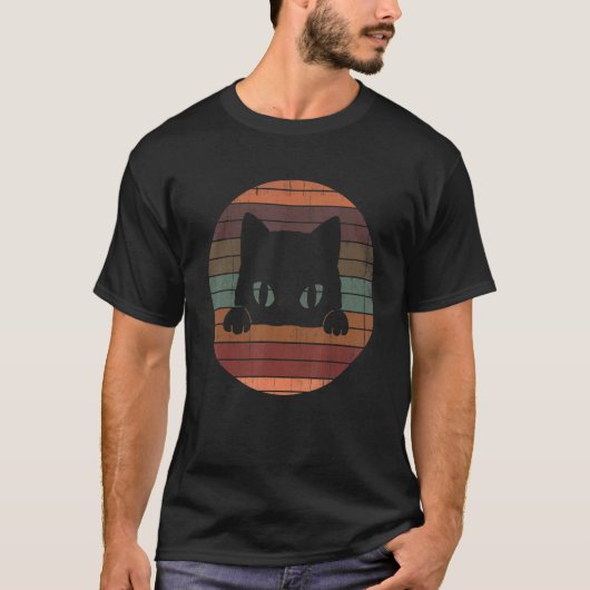  Retro Black Cat Retro Style Cats T-shirt (Voorkant)