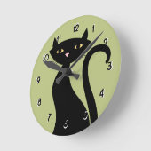 Retro Black Cat Ronde Klok (Hoek)