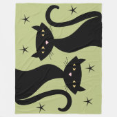 Retro Black Cat, tarwegras Fleece Deken (Voorkant)
