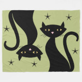 Retro Black Cat, tarwegras Fleece Deken (Voorkant (Horizontaal))