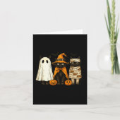 Retro Black Cat Witch Y Halloween Pumpkin Women Me Kaart (Voorkant)