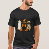 Retro Black Cat Witch Y Halloween Pumpkin Women Me T-shirt (Voorkant)