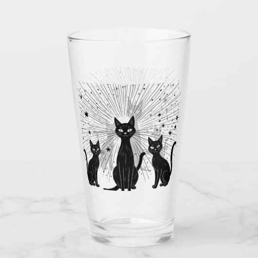 Retro Black Cats Atomic Starburst Mid Century Glas (Achterkant)