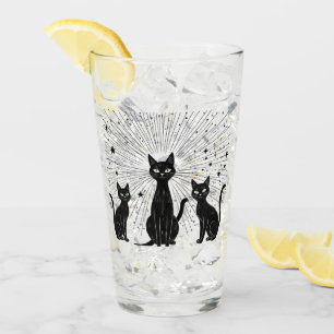 Retro Black Cats Atomic Starburst Mid Century Glas