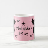 Retro Black Cats, baby boomer roze Koffiemok (Center)