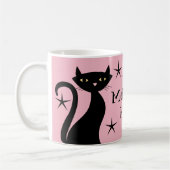 Retro Black Cats, baby boomer roze Koffiemok (Links)
